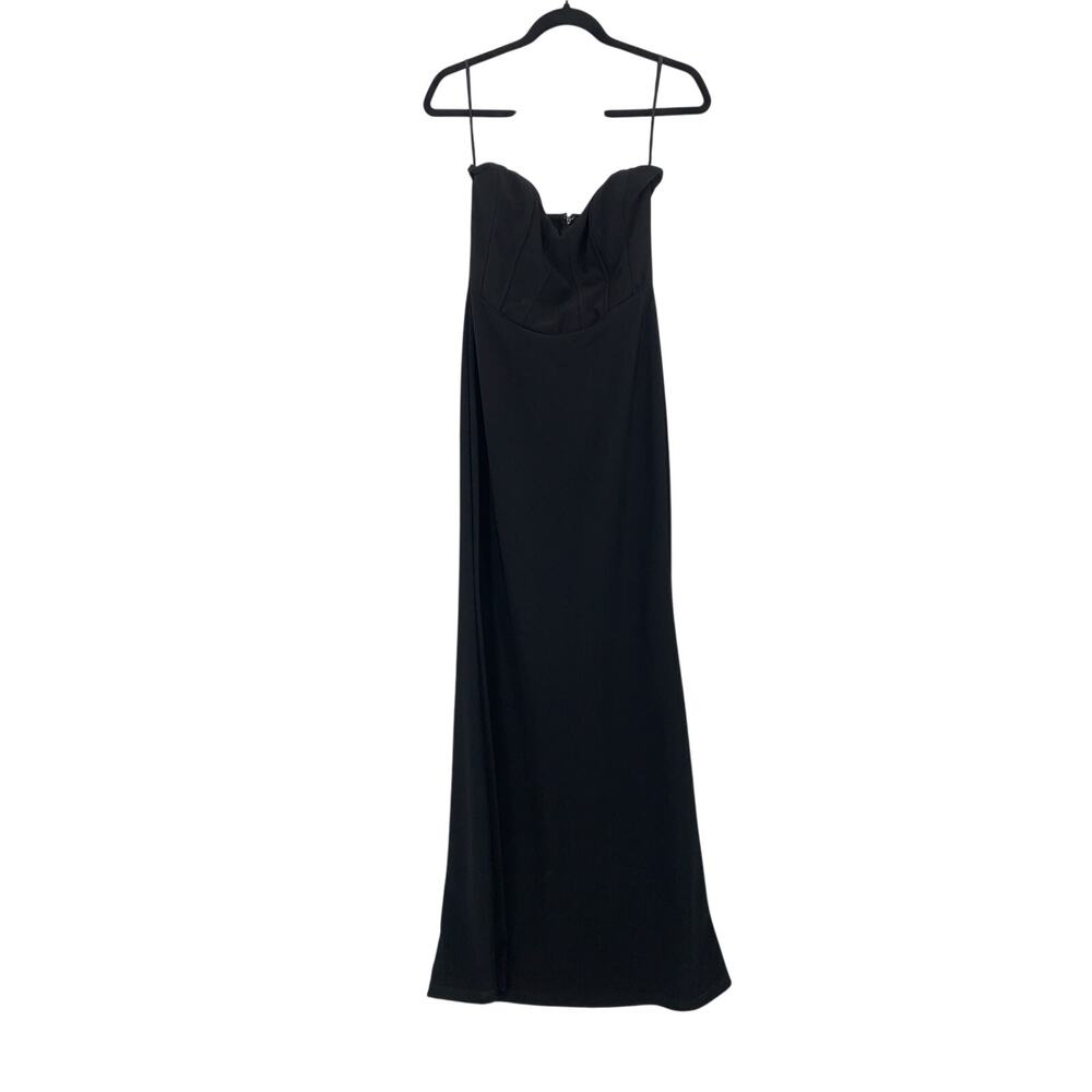 Va Va Voom Maxi Dress Womens Small Black Ribbed Sweetheart Neck Strapless